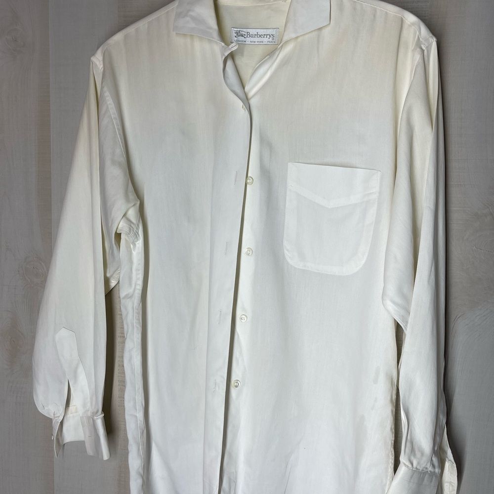 Burberrys vintage beige off white button front blouse long sleeve, size 38, US 4 - Picture 3 of 10